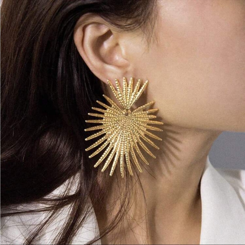 Gold Starburst Statement Earrings